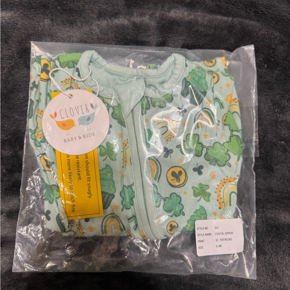 Green Shamrock Bamboo Footie